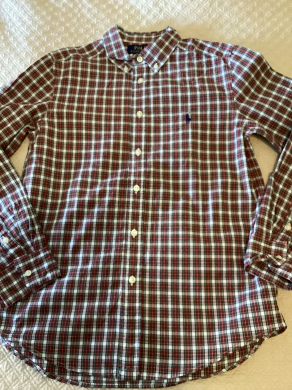 Polo Ralph Lauren boys size 14/16 red plaid Oxford shirt